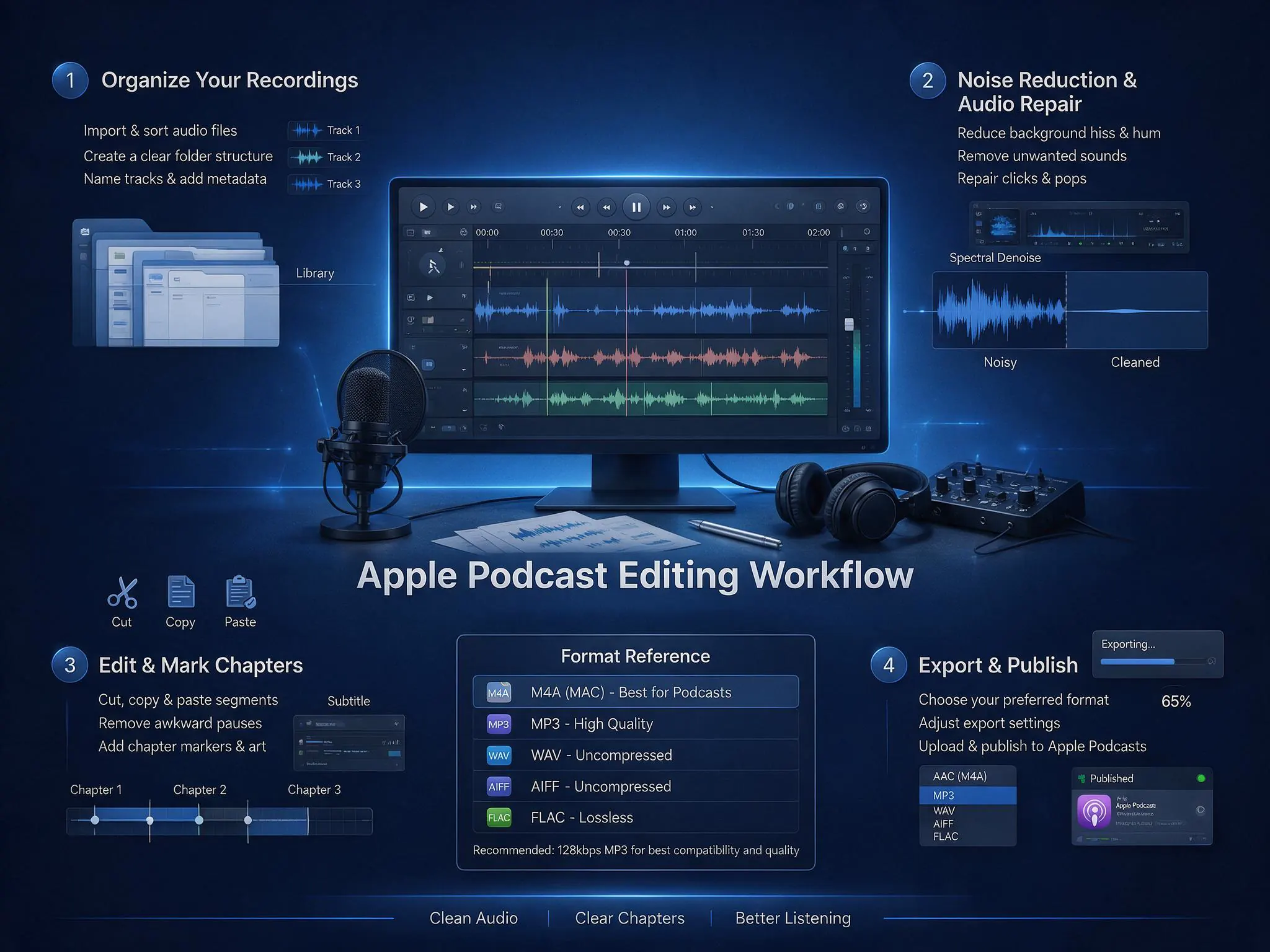 How to edit a podcast from cleanup and structure to export